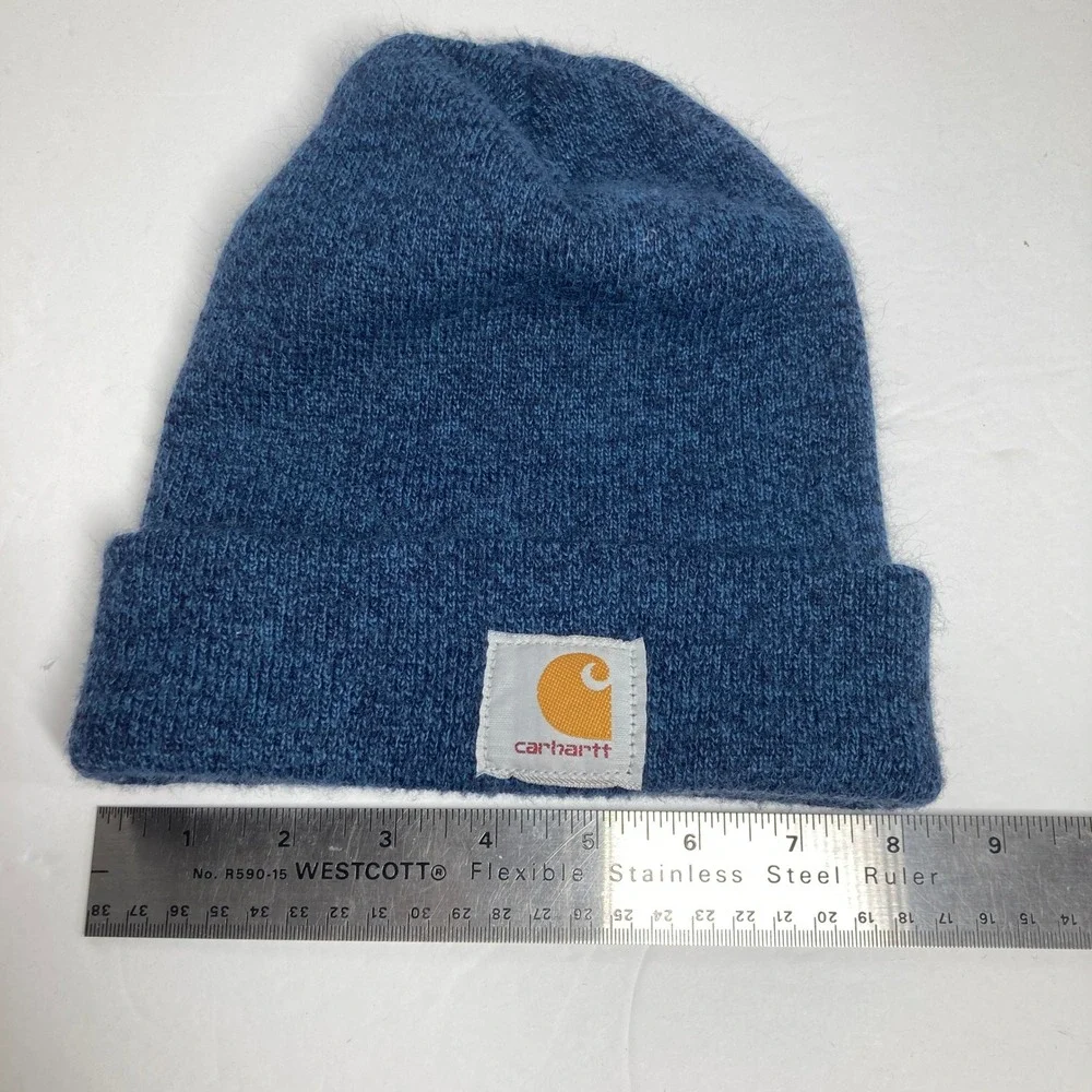 Carhartt A18 Beanie Cap Hat Adult Blue Heathered Rib Knit Watch Work Winter